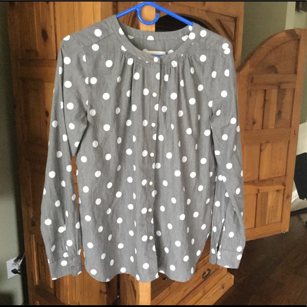 Loft Polka Dot Peasant Blouse